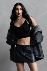 Minimal Crop Strap Tank - Black