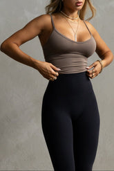 Minimal Crop Strap Tank - Taupe