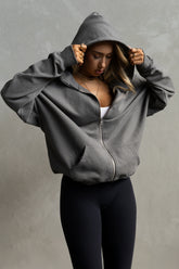 Oversized Zip-Up Hoodie - Ash