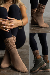 3 Pack Bamboo Slouch Socks - Mocha