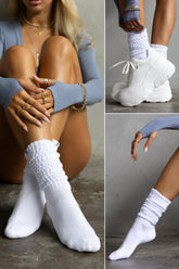 3 Pack Bamboo Slouch Socks - Snow