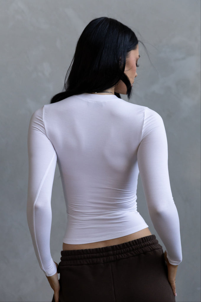 Long Sleeve Crew - White