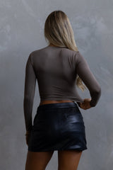 Long Sleeve Crew Crop- Taupe