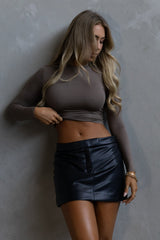 Long Sleeve Crew Crop- Taupe