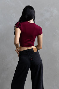 Baby Tee Crop - Merlot