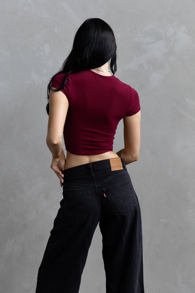 Baby Tee Crop - Merlot
