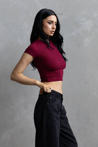 Baby Tee Crop - Merlot