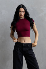 Baby Tee Crop - Merlot