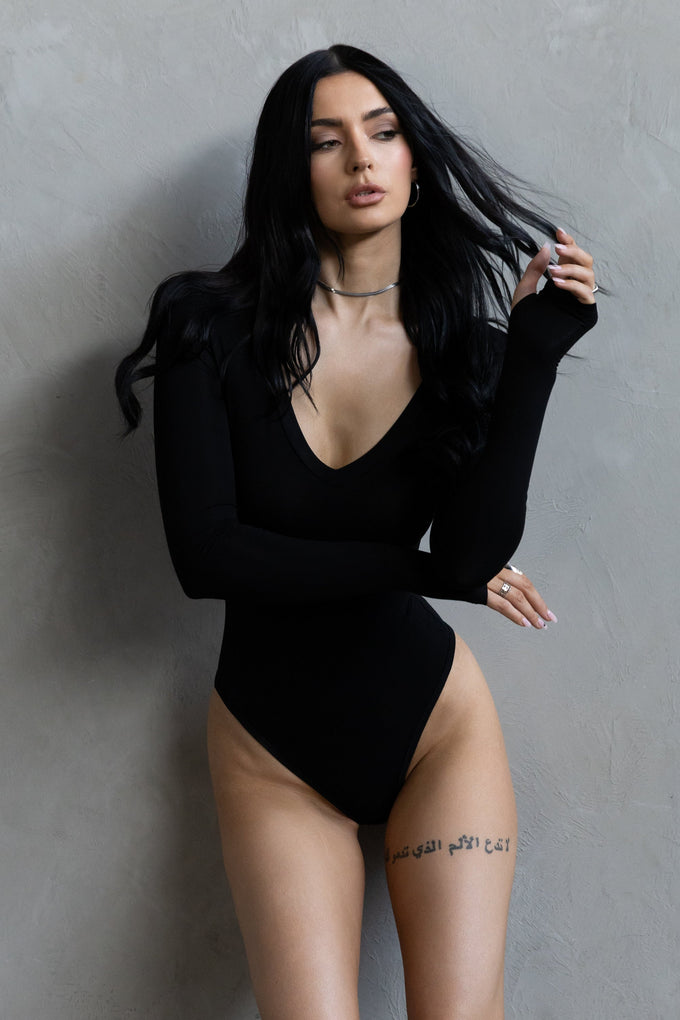 V-neck Bodysuit - Black