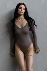 V-neck Bodysuit - Taupe
