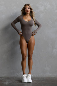 V-neck Bodysuit - Taupe