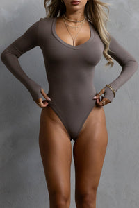 V-neck Bodysuit - Taupe