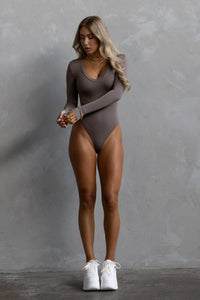 V-neck Bodysuit - Taupe