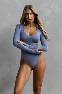V-neck Bodysuit - Blue Steel