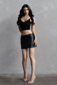 Minimal Crop Strap Tank - Black