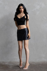 Minimal Crop Strap Tank - Black