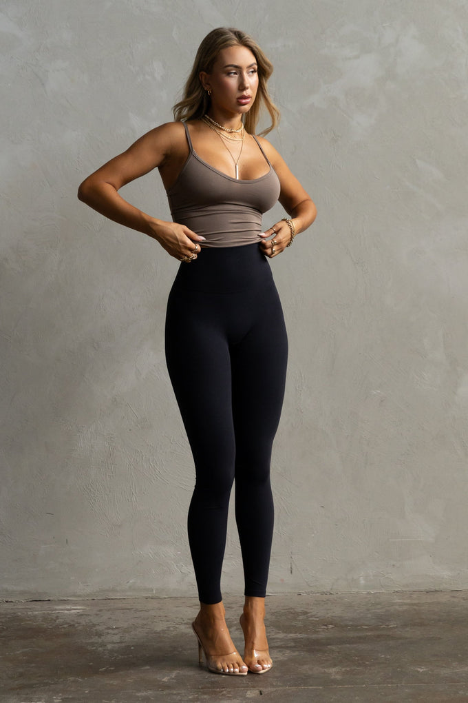 Minimal Crop Strap Tank - Taupe