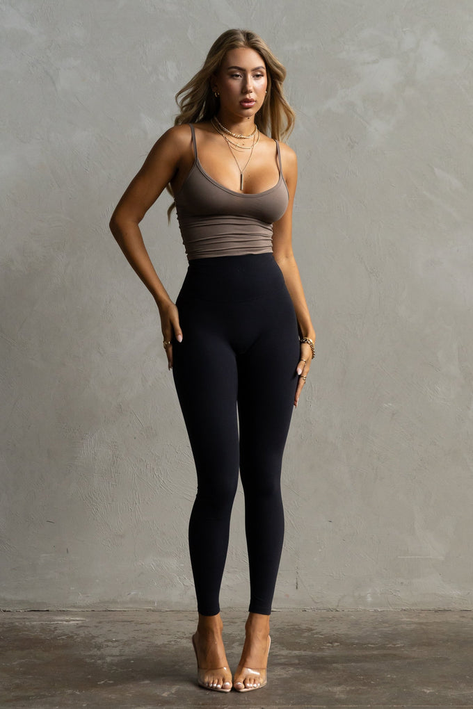 Minimal Crop Strap Tank - Taupe