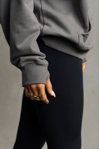 Oversized Zip-Up Hoodie - Ash