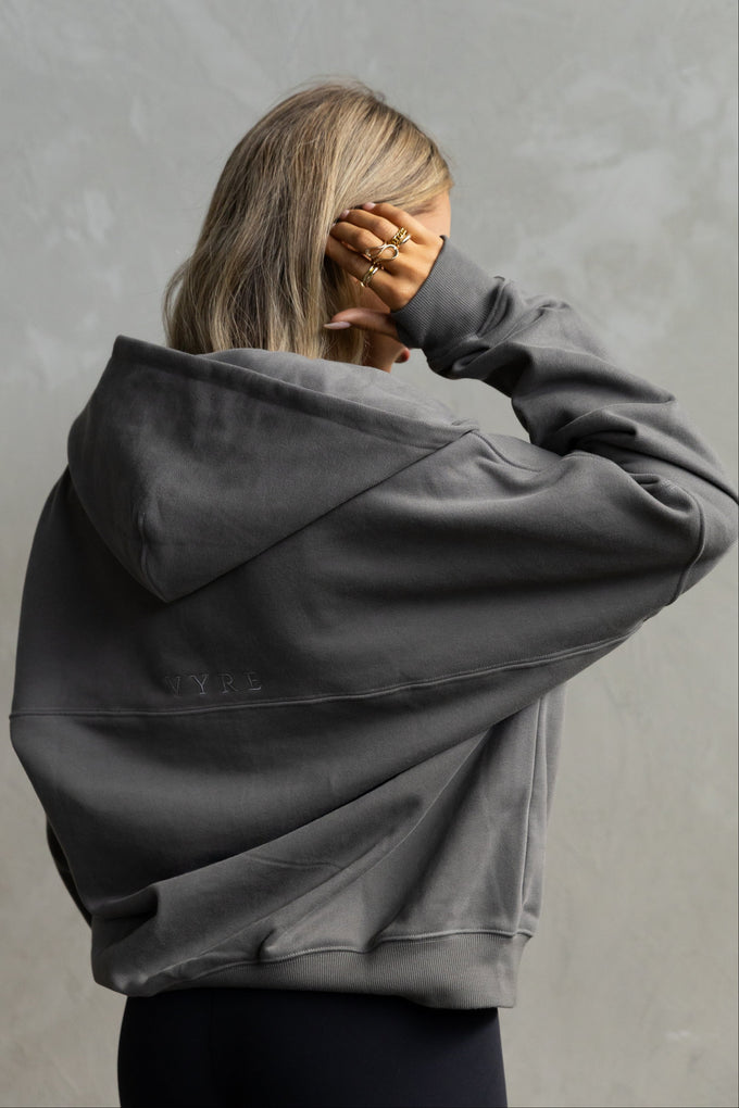 Oversized Zip-Up Hoodie - Ash