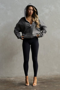 Oversized Zip-Up Hoodie - Ash