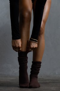 3 Pack Bamboo Slouch Socks - Dark Choc