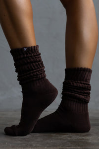3 Pack Bamboo Slouch Socks - Dark Choc