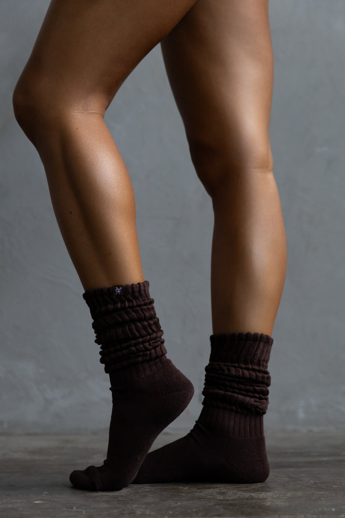 3 Pack Bamboo Slouch Socks - Dark Choc
