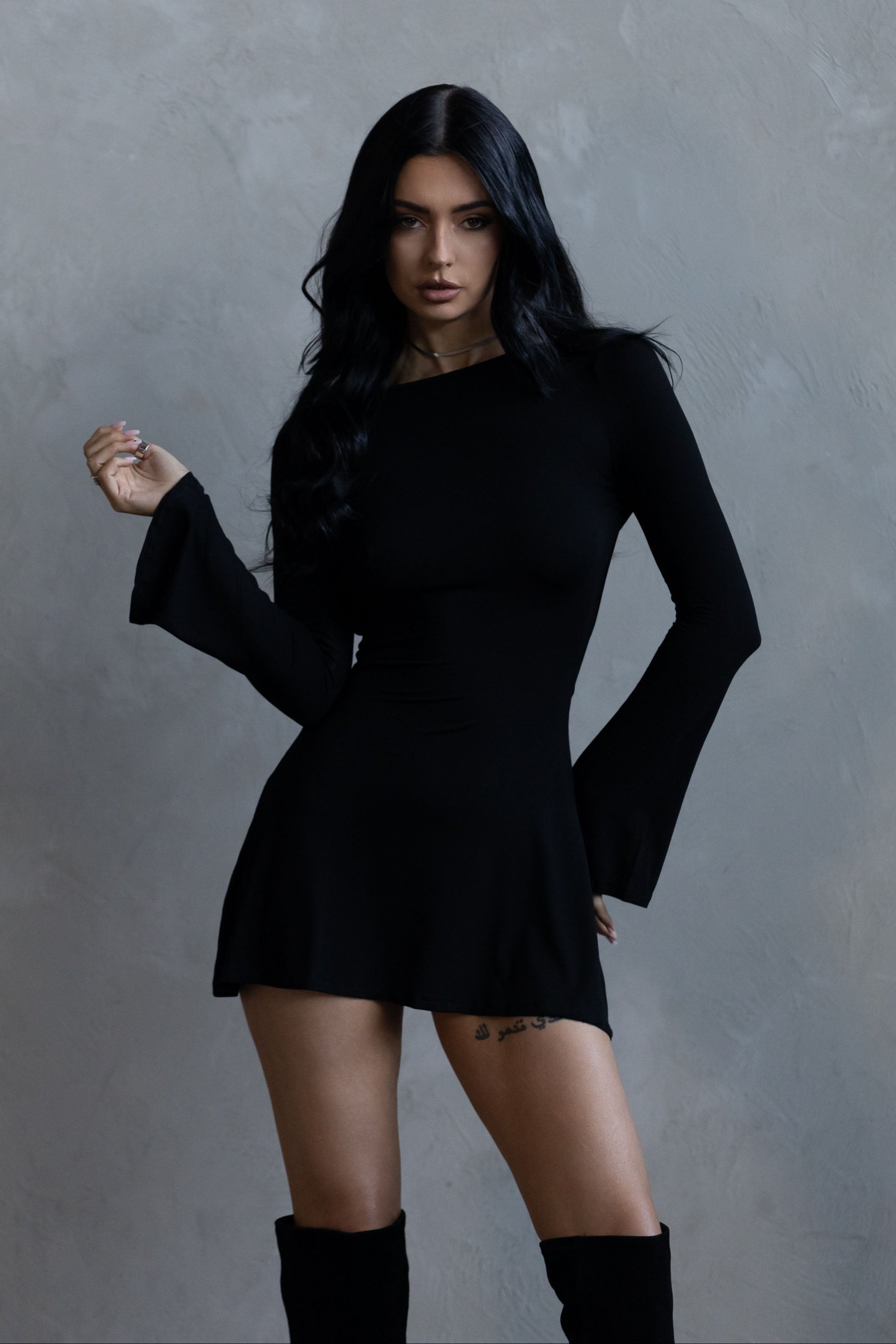 Backless Flare Mini Dress - Black Backless Flare Mini Dress - Black