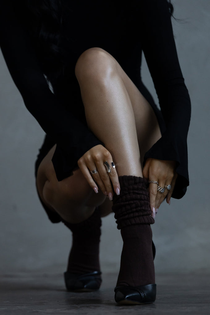 3 Pack Bamboo Slouch Socks - Dark Choc