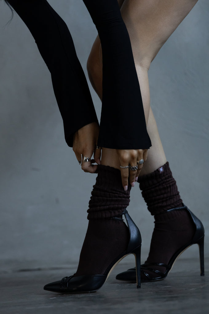 3 Pack Bamboo Slouch Socks - Dark Choc