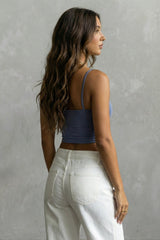Minimal Crop Strap Tank - Blue Steel