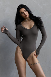 V-neck Bodysuit - Basalt Grey